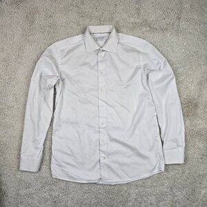 Eton Dress Shirt Mens 43 17 White Solid Slim Fit Cotton Long Sleeve Large